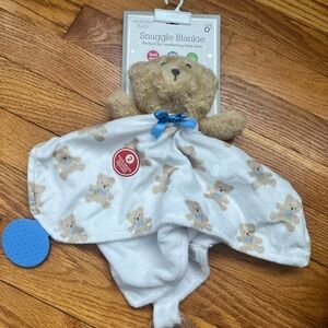 Modern Baby Snuggle Blankie and Toy with Teddy Bear